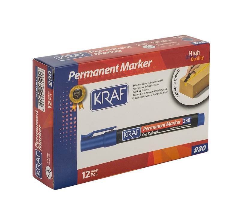 KRAF PERMANENT MARKÖR KESİK UC 230 MAVİ