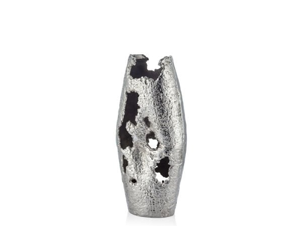 Jute Texture Gümüş Delikli Vazo 10*18*39cm