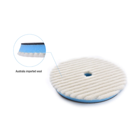 Shine Mate 41755-6 Knitted Wool Pad Blue Foam 125/140 mm / Mavi Ara Tabanlı Agresif Yün Pasta Keçesi