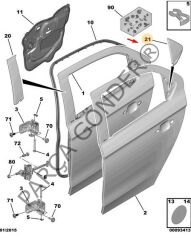 Peugeot 301 Sol Arka Köşe Kapak Orijinal 9675436480