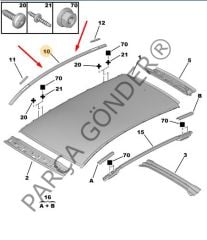 Peugeot 207 Orijinal Station Wagon Sol Tavan Çıtası 8319.L1