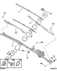 Peugoet 308 T7 2007-2013 Sol Ön Silecek Kolu PSA Orijinal 6429.EL