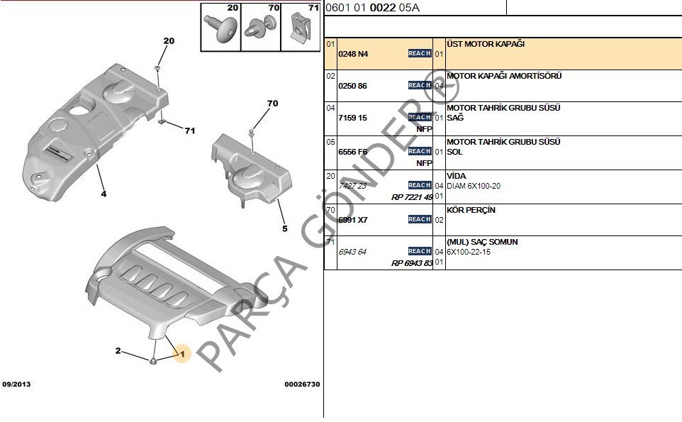 C5 Motor Üst Kapağı Orijinal 0248.N4