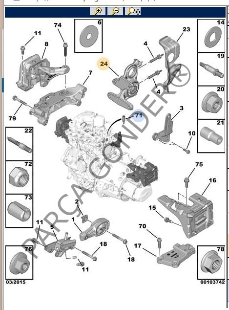 Motor Alt Kulak PSA orijinal 9808354980