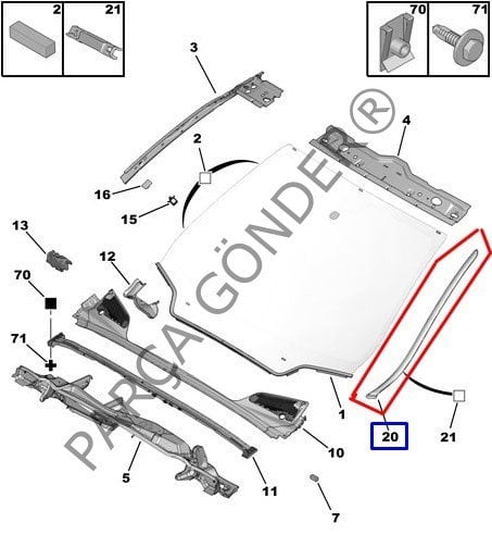 Citroen Orjinal Sağ Ön Cam Çıtası Citroen C4 8120.CJ