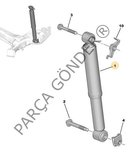 Citroen C3 Arka Amortisör Orijinal 9823470480