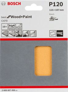 Bosch - Best for  Serisi Ahşap Zımpara 115 x 107 mm 120 kum 6 Delik