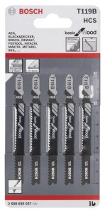 Bosch - Ekonomik Seri Ahşap İçin T 119 B Dekupaj Testeresi Bıçağı - 5'Li Paket