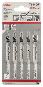 Bosch - Hızlı Kesim Serisi Sert Ahşap İçin T 144 DF Dekupaj Testeresi Bıçağı - 5'Li Paket