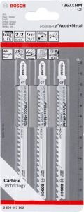Bosch - Progressor Serisi Metal ve Ahşap Kesimi İçin Özel T 367 XHM Dekupaj Testeresi Bıçağı - 3'lü Paket
