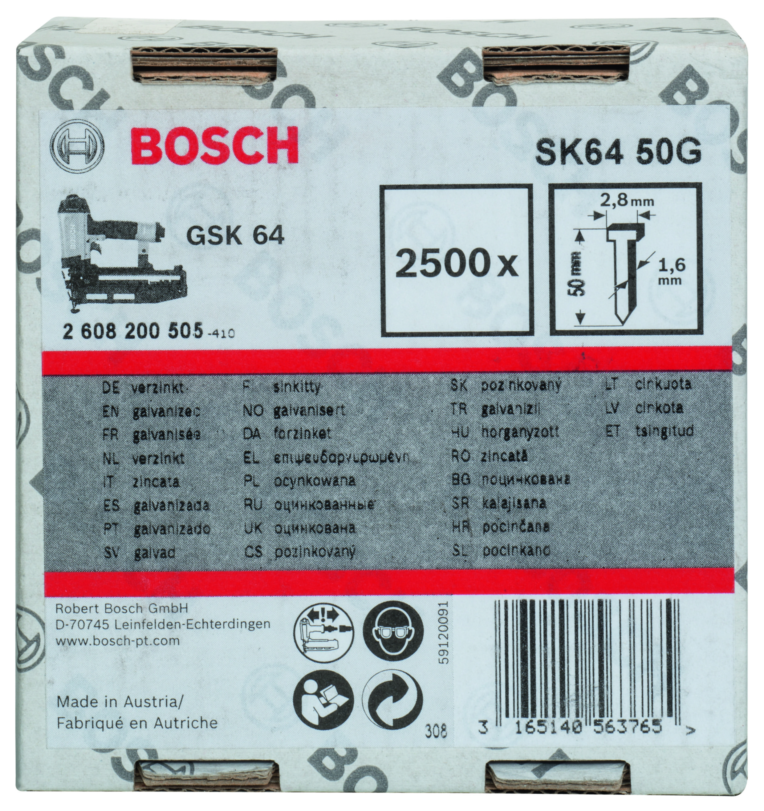 Bosch - GSK 64 Çivisi 50 mm 2500li Galvanizli