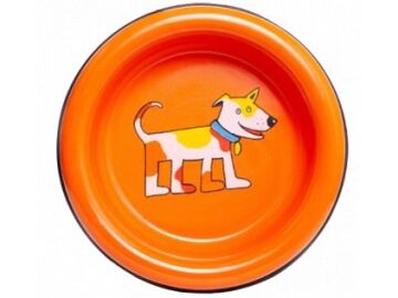 Emaye Köpek Mama Kabı-Turuncu Ayakta  Köpek
