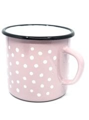 Emaye Büyük Bardak-Pembe Puantiye