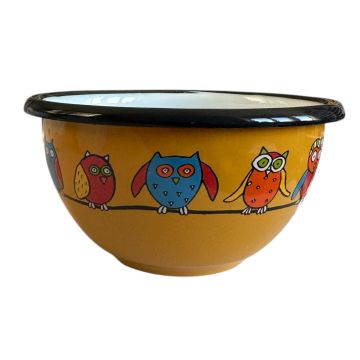 Emaye Kase/10cm-Sarı Baykuş
