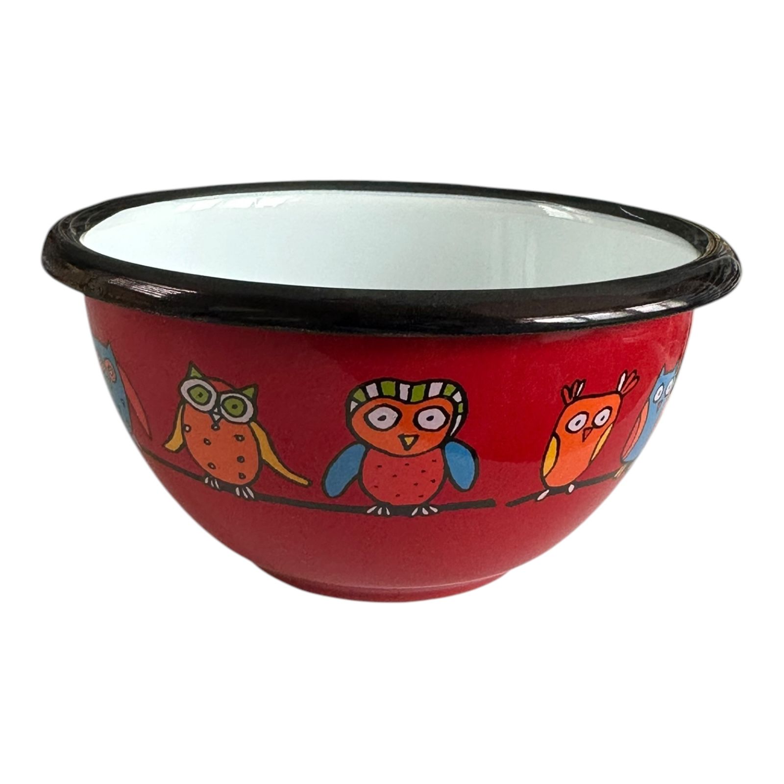 Emaye Kase/10 cm-Kırmızı Baykuş