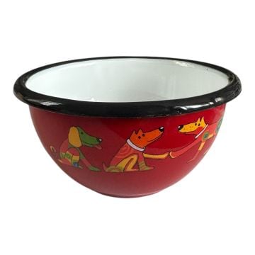 Emaye Kase/10 cm-Kırmızı Köpek