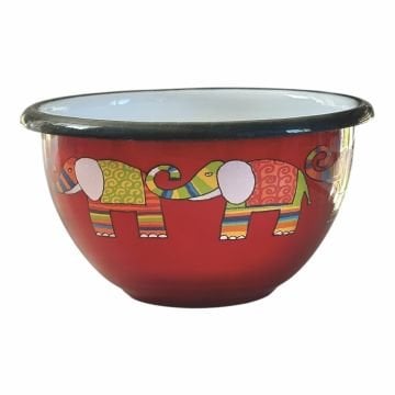 Emaye Kase/10cm-Kırmızı Fil