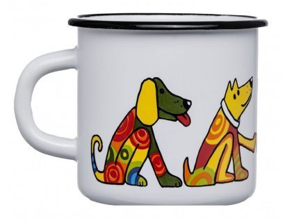 Emaye Bardak/9 cm-Beyaz Köpek