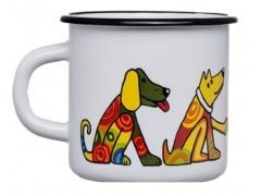 Emaye Bardak/9 cm-Beyaz Köpek