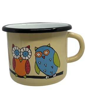 Emaye Bardak/9cm-Krem Baykuş