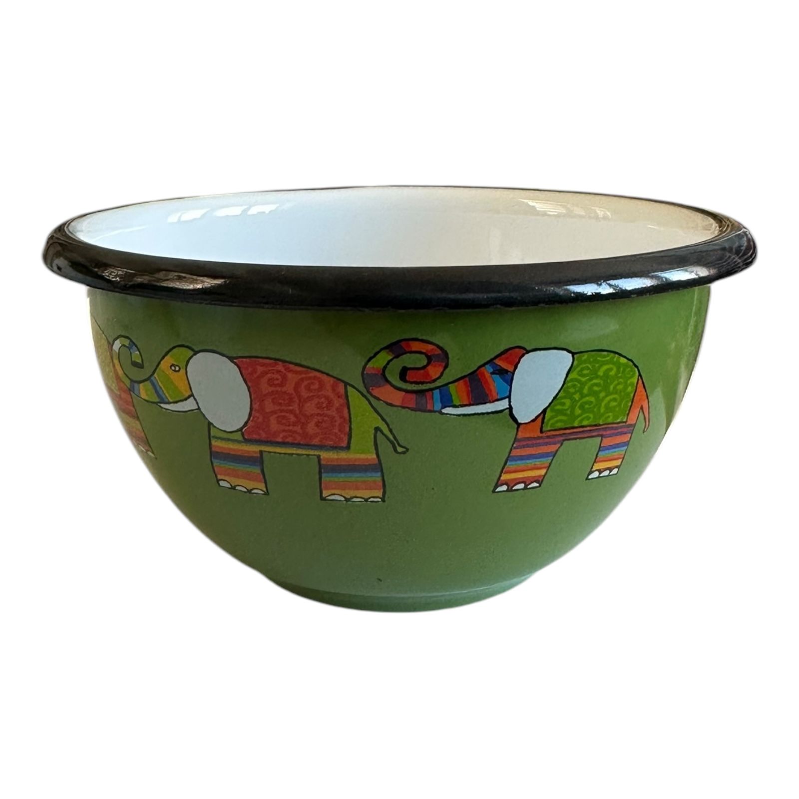 Emaye Kase/10 cm-Yeşil Fil