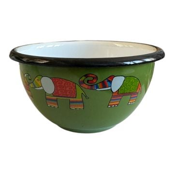 Emaye Kase/10 cm-Yeşil Fil
