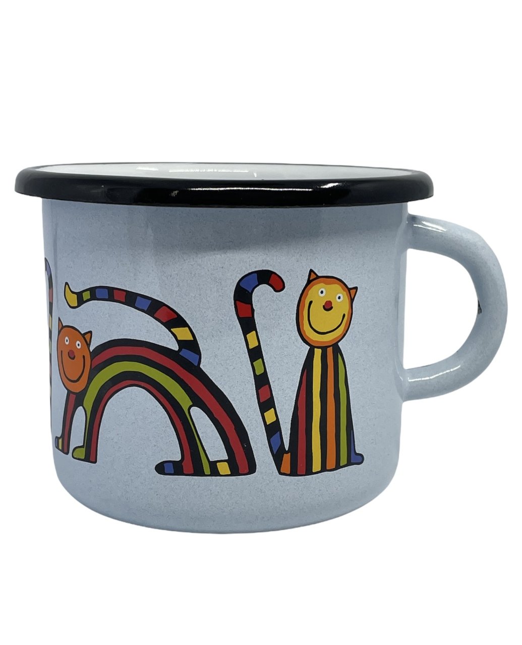 Emaye Bardak/9cm-Açık Mavi Kıvrık Kedi