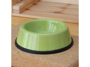 Emaye Küçük Kedi Mama Kabı-Yeşil Kareli Kedi