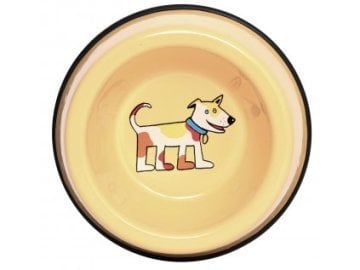 Emaye Küçük Köpek Mama Kabı-Sarı Ayakta Köpek