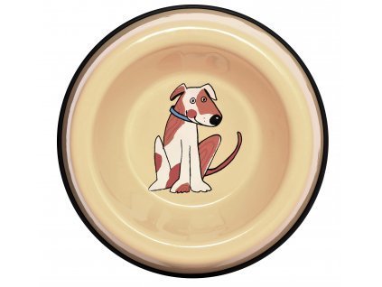 Emaye Küçük Köpek Mama Kabı-Sarı Benekli Turuncu Köpek
