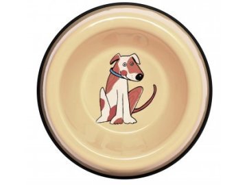 Emaye Küçük Köpek Mama Kabı-Sarı Benekli Turuncu Köpek