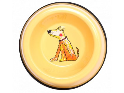 Emaye Küçük Köpek Mama Kabı-Sarı Saçaklı