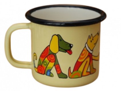 Emaye Bardak/9cm-Krem Köpek