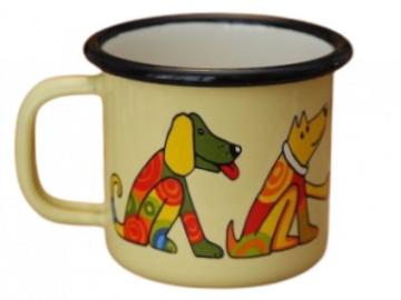 Emaye Bardak/9cm-Krem Köpek