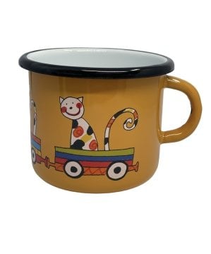 Emaye Bardak-9 cm Sarı Tren