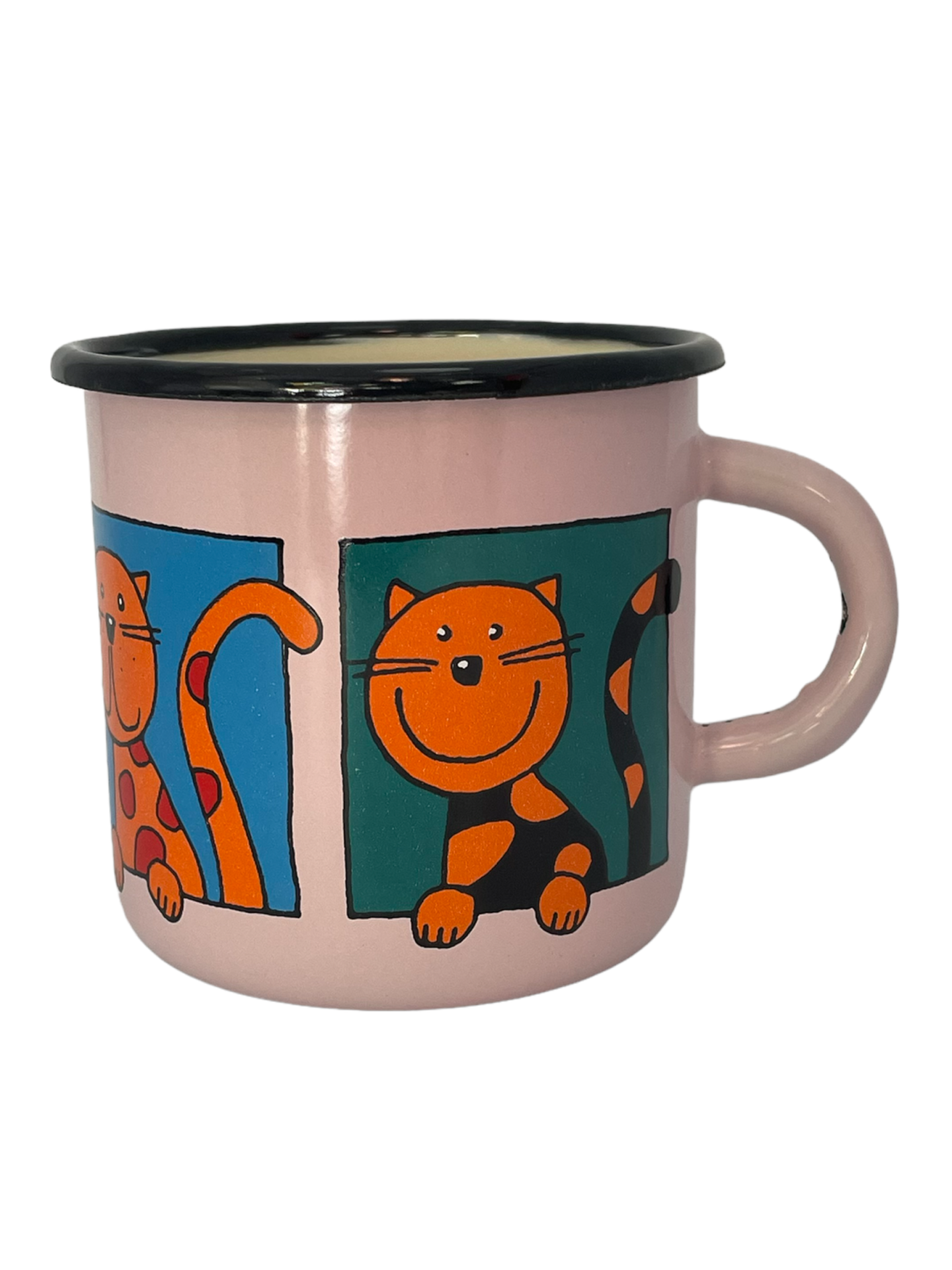 Emaye Büyük Bardak-Pembe Renkli Pencereden Bakan Kedi