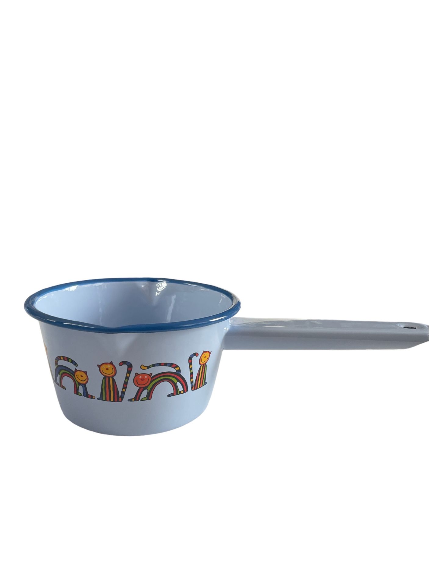 Emaye Küçük Tava-Mavi Kıvrık Kedi