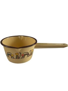 Emaye Küçük Tava-Sarı Kıvrık Kedi