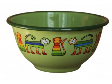 Emaye Kase/12 cm-Yeşil Enine Çizgili Kedi