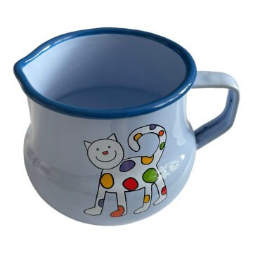 Emaye Küçük Sütlük-Mavi Minik Benekli Kedi