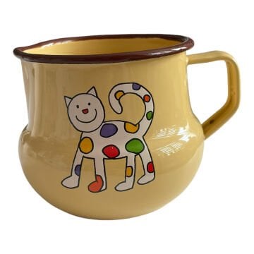 Emaye Küçük Sütlük- Sarı Minik Benekli Kedi