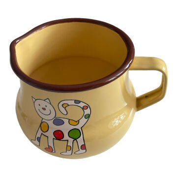 Emaye Küçük Sütlük- Sarı Minik Benekli Kedi