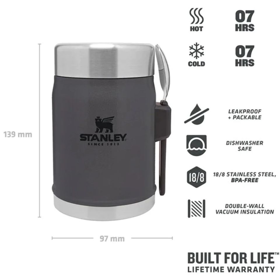 Stanley Klasik Paslanmaz Çelik Yemek Termosu Kaşıklı 0,40 LT 0,40 LT - Füme