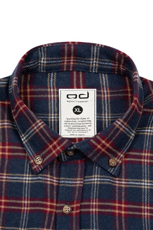 OD WNTR Flannel Oduncu Gömleği Yumuşak Tuşe Ekose Kırmızı Lacivert