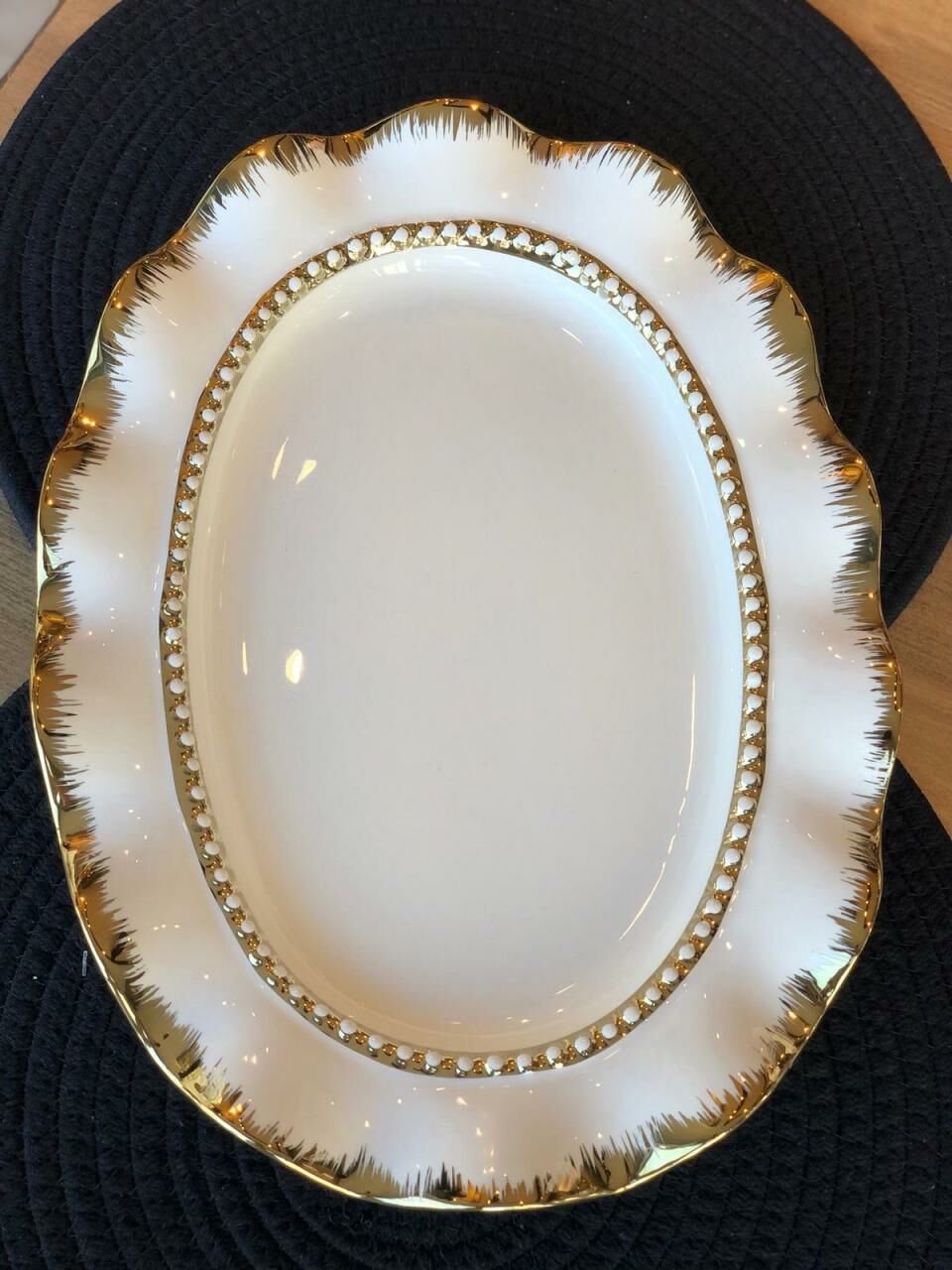 Servis Tabağı Oval Gold 38 cm