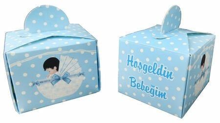 25 Lİ LOKUMLUK KARTON HOŞGELDİN BEBEK MAVİ