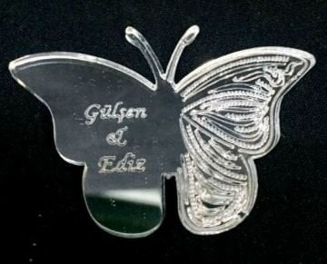 100 lü Desenli Kelebek Pleksi Ayna (isim yazılı etiket)