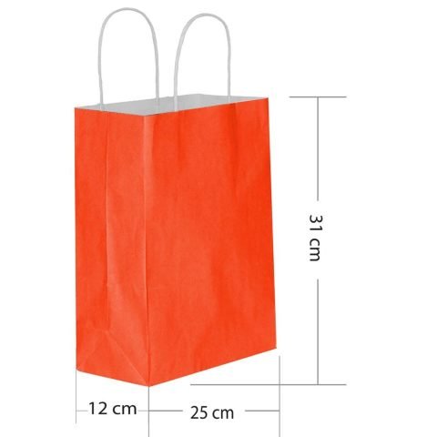 25 Li 25x31 cm Büküm saplı Kağıt Çanta-Poşet Kırmızı