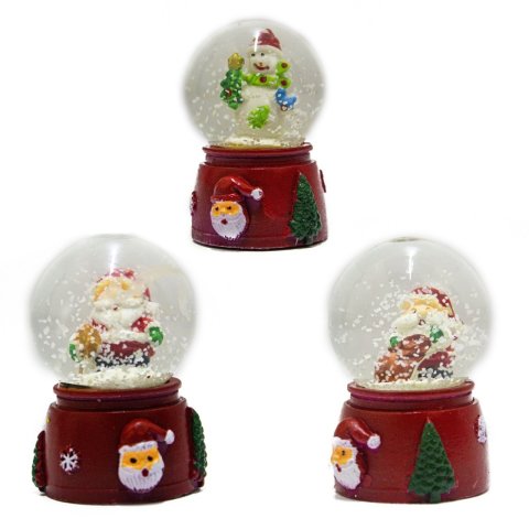 Işıklı Küçük Noelbaba Cam Küre (Kar Küresi) 7,5cm