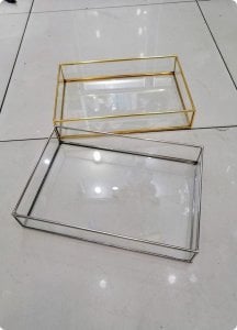 30X20 Cm Metal Kenarlı cam tepsi